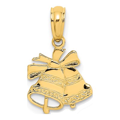 14K Yellow Gold Christmas Bells Pendant