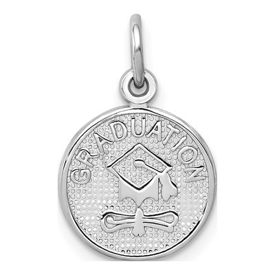 14K White Gold Graduation Pendant