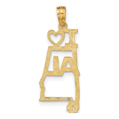 14K Yellow Gold I Heart AL Alabama Pendant – view 5