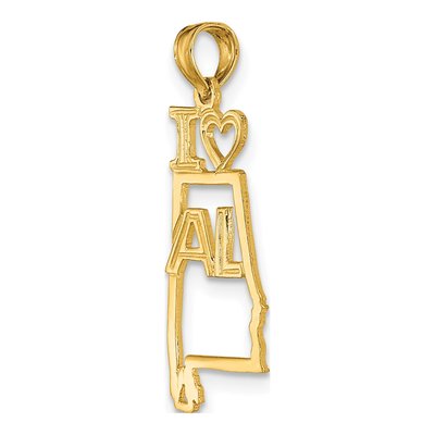 14K Yellow Gold I Heart AL Alabama Pendant – view 6