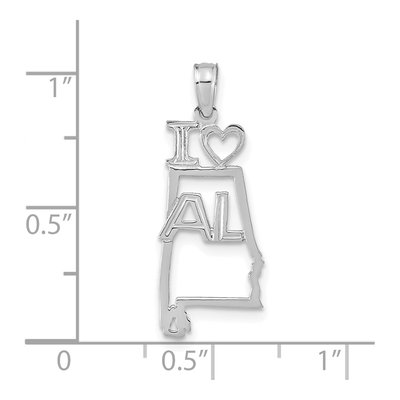 14K White Gold I Heart Alabama State Pendant – view 4