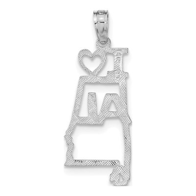 14K White Gold I Heart Alabama State Pendant – view 5