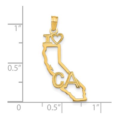 14K Yellow Gold I Heart CA Pendant – view 5