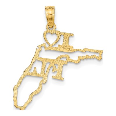 14K Yellow Gold I Heart Florida State Pendant – view 4