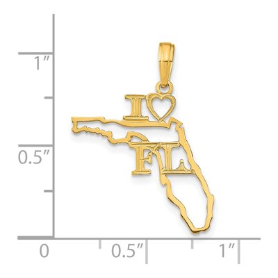 14K Yellow Gold I Heart Florida State Pendant – view 5
