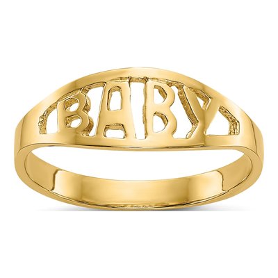 14K Yellow Gold Baby Oval Ring