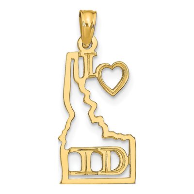 14K Yellow Gold Idaho State Map Pendant