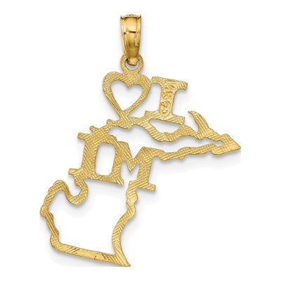 14K Yellow Gold I Heart MI Michigan Pendant – view 4