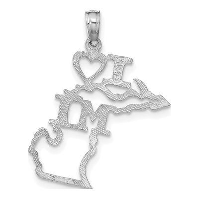 14K White Gold I Heart MI Michigan Pendant – view 4