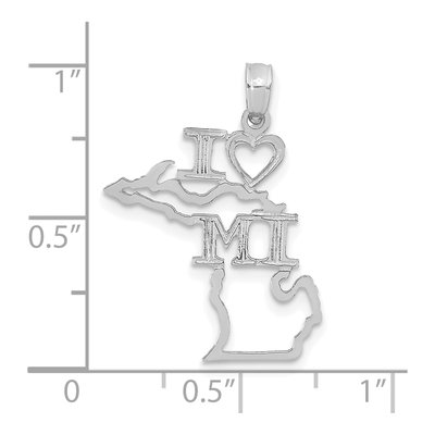 14K White Gold I Heart MI Michigan Pendant – view 5