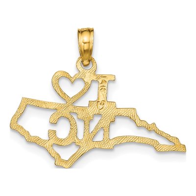 14K Yellow Gold I Heart NC Pendant – view 4