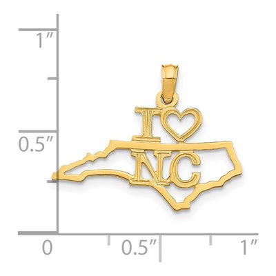 14K Yellow Gold I Heart NC Pendant – view 5