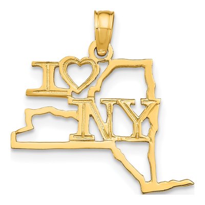 14K Yellow Gold I Heart NY Pendant