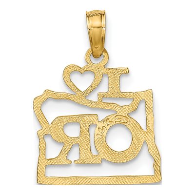 14K Yellow Gold I Heart Oregon State Pendant – view 4