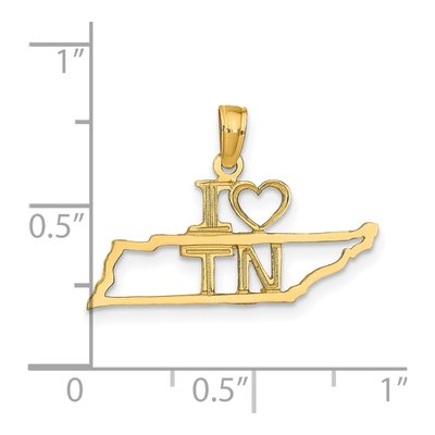 14K Yellow Gold I Heart Tennessee Pendant – view 5