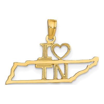14K Yellow Gold I Heart Tennessee Pendant