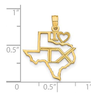 14K Yellow Gold I Heart TX Texas Pendant – view 5