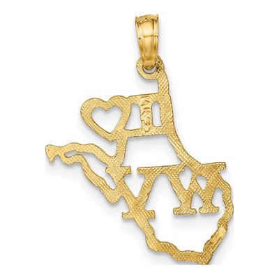 14K Yellow Gold I Heart WV Pendant – view 4