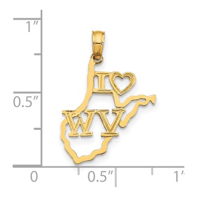 14K Yellow Gold I Heart WV Pendant – view 5