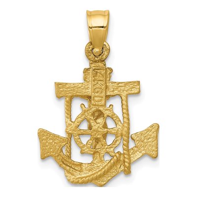 14K Yellow Gold Mariners Cross Pendant – view 5