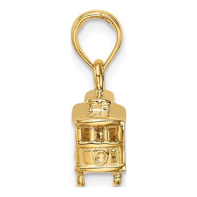 14K Yellow Gold 3-D Trolley Car Pendant – view 3