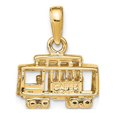 14K Yellow Gold 3-D Trolley Car Pendant – view 4