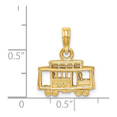 14K Yellow Gold 3-D Trolley Car Pendant – view 5