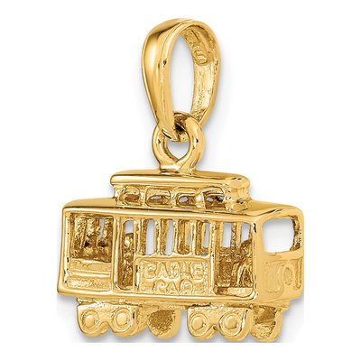 14K Yellow Gold 3-D Trolley Car Pendant – view 6