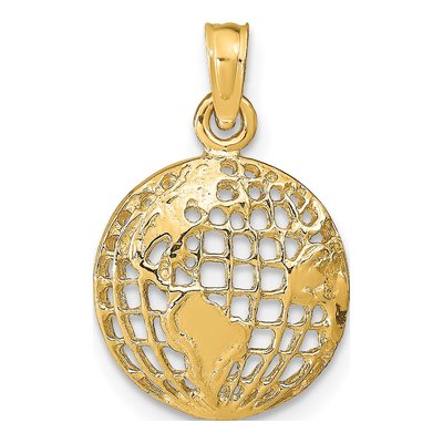 14K Yellow Gold Cut-Out Globe Pendant