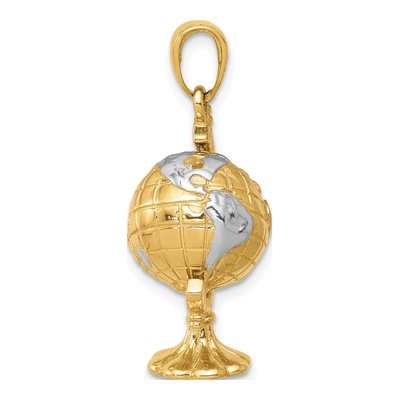 14K Yellow Gold Moveable 3-D Globe Pendant – view 3