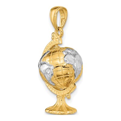 14K Yellow Gold Moveable 3-D Globe Pendant – view 6