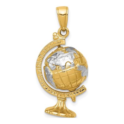 14K Yellow Gold Moveable 3-D Globe Pendant