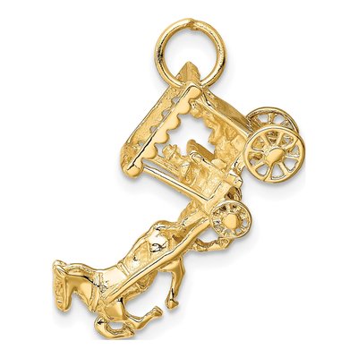 14K Yellow Gold Horse Carriage Charm – view 3
