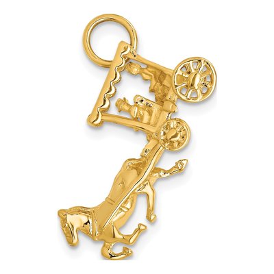 14K Yellow Gold Horse Carriage Charm
