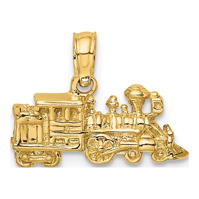 14K Yellow Gold 3-D Train Pendant
