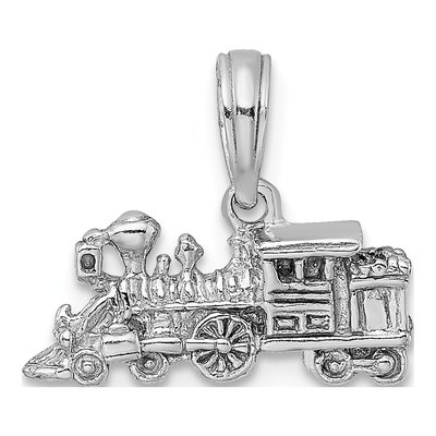 14K White Gold 3D Miniature Train Pendant – view 5