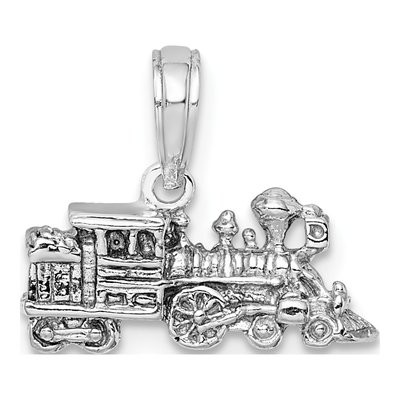 14K White Gold 3D Miniature Train Pendant