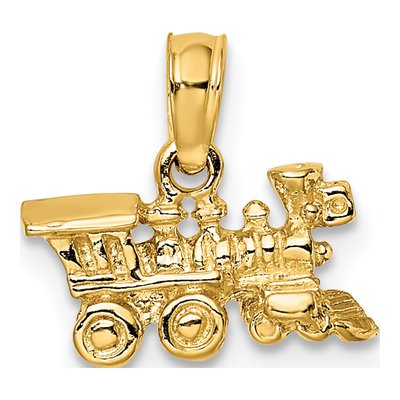 14K Yellow Gold 3-D Train Pendant