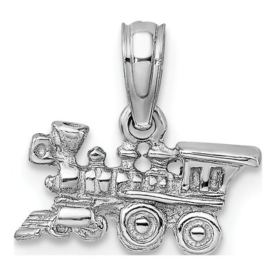 14K White Gold 3D Miniature Train Pendant – view 5