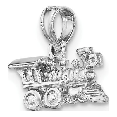 14K White Gold 3D Miniature Train Pendant – view 6