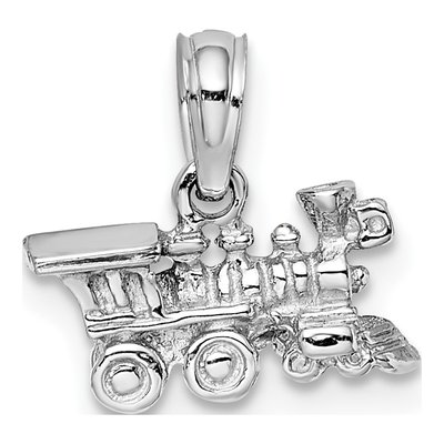 14K White Gold 3D Miniature Train Pendant