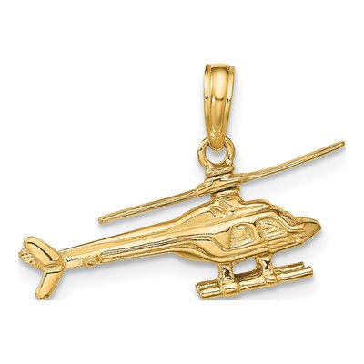 14K Yellow Gold 3-D Helicopter Pendant – view 4