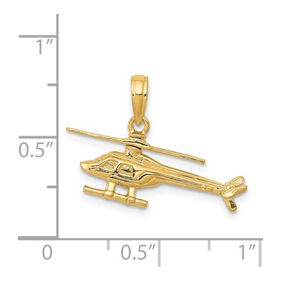 14K Yellow Gold 3-D Helicopter Pendant – view 5