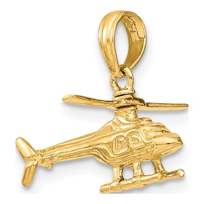 14K Yellow Gold 3-D Helicopter Pendant – view 6