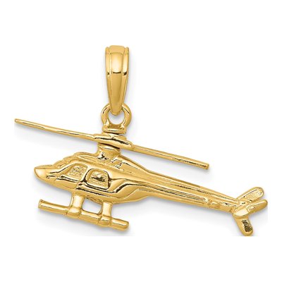 14K Yellow Gold 3-D Helicopter Pendant