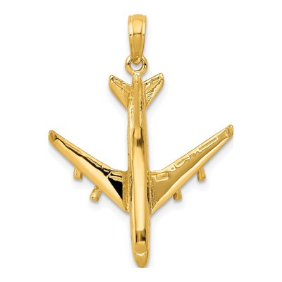 14K Yellow Gold 3-D Jet Pendant