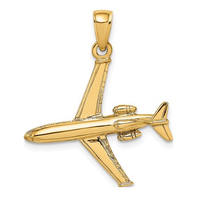 14K Yellow Gold 3-D Jet Pendant