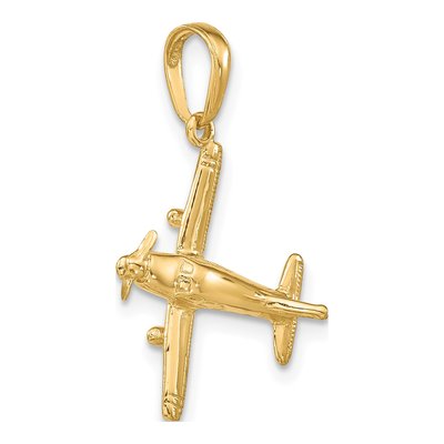 14K Yellow Gold 3-D Airplane Pendant – view 4