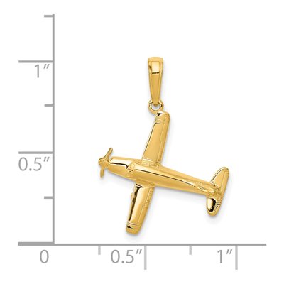14K Yellow Gold 3-D Airplane Pendant – view 5