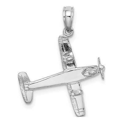 14K White Gold 3-D Airplane Pendant – view 4